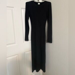 Abercrombie & Fitch Maxi Black Long Sleeve Dress Slit